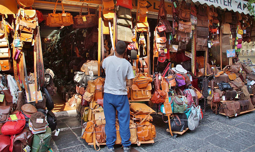 street shop selling handbags